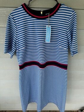 Draper James Stripe Persely Ponte Dress XL DR0222 blue, white red
